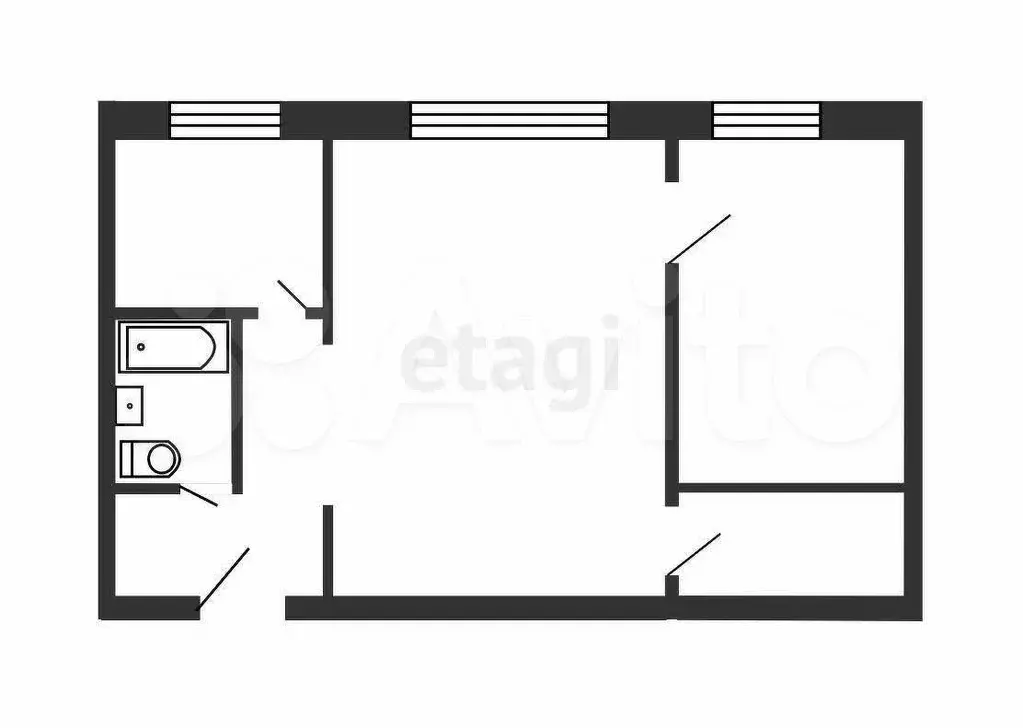 2-к. квартира, 40,1 м, 1/4 эт. - Фото 0
