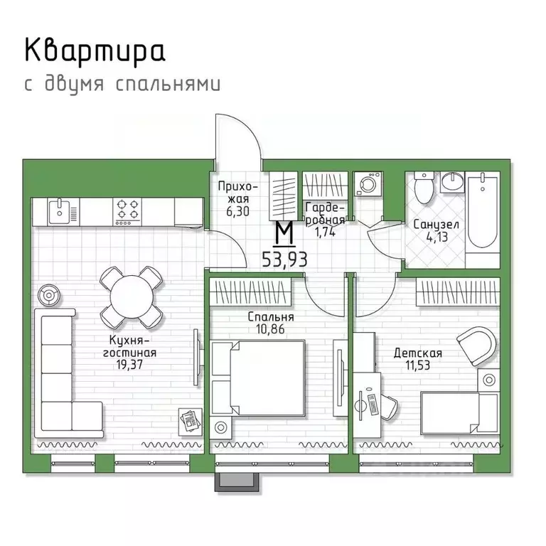 2-к кв. Тульская область, Тула городской округ, пос. Молодежный 5 ... - Фото 0