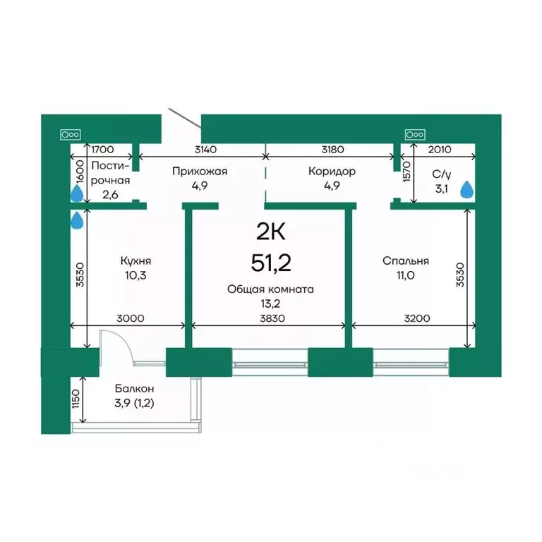 2-к кв. Алтайский край, Барнаул Просторная ул., 390к2 (51.2 м) - Фото 0