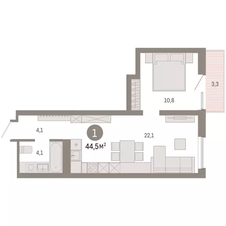 1-комнатная квартира: Екатеринбург, жилой район Эльмаш, Механический ... - Фото 1