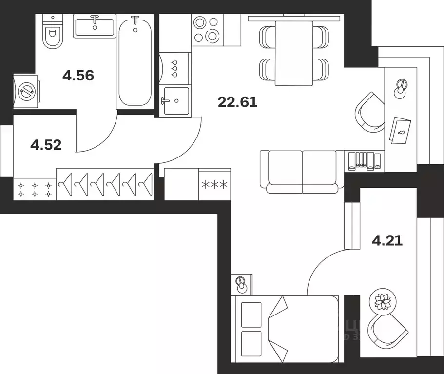Студия Тульская область, Тула городской округ, с. Осиновая Гора ул. ... - Фото 0