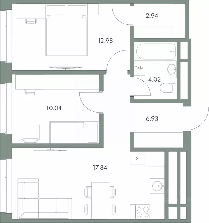 2-к кв. Ханты-Мансийский АО, Сургут ул. Крылова (54.75 м) - Фото 0