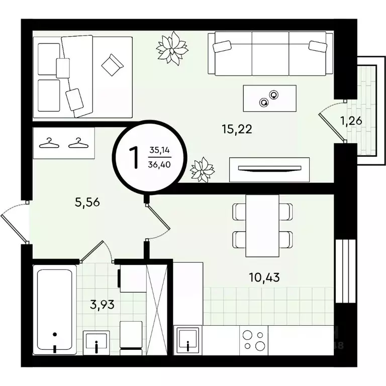 1-к кв. Тюменская область, Тюмень ул. Александра Звягина, 2 (36.4 м) - Фото 1