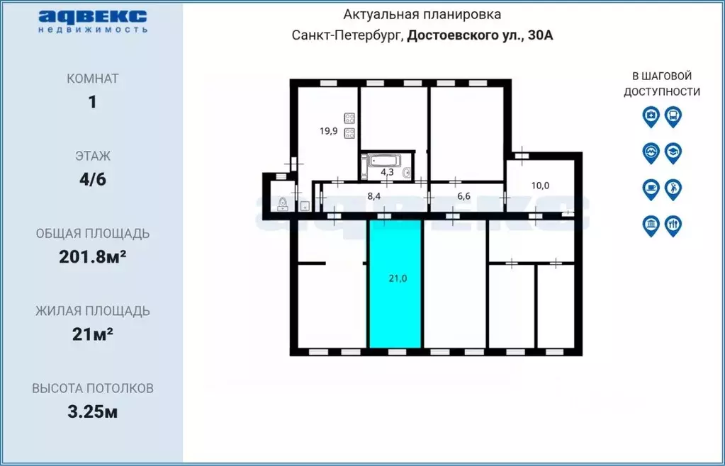 Комната Санкт-Петербург ул. Достоевского, 30 (21.0 м) - Фото 2