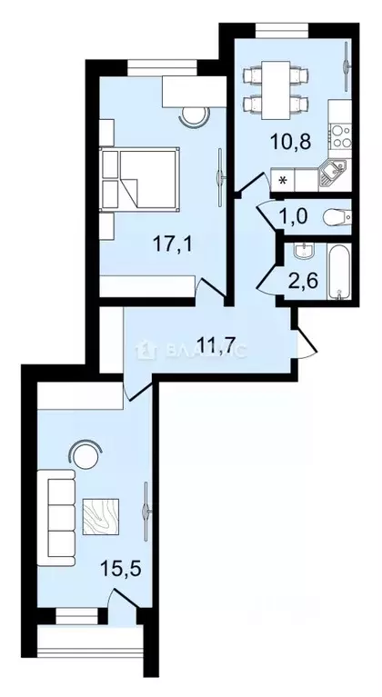 2-к кв. Санкт-Петербург Сиреневый бул., 25к1 (58.7 м) - Фото 1