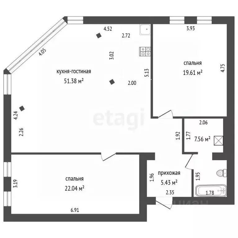 3-к кв. Костромская область, Кострома просп. Текстильщиков, 1Б (97.0 ... - Фото 2