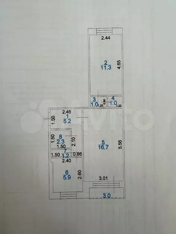 2-к. квартира, 46,1 м, 3/5 эт. - Фото 0