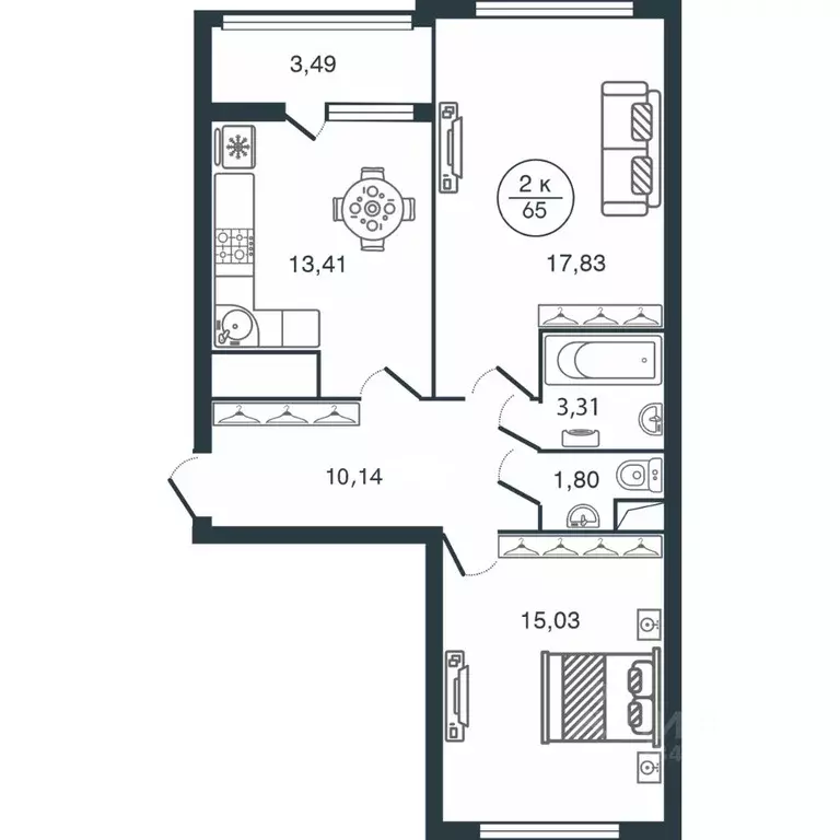 2-к кв. Тверская область, Тверь Южный мкр,  (65.0 м) - Фото 0