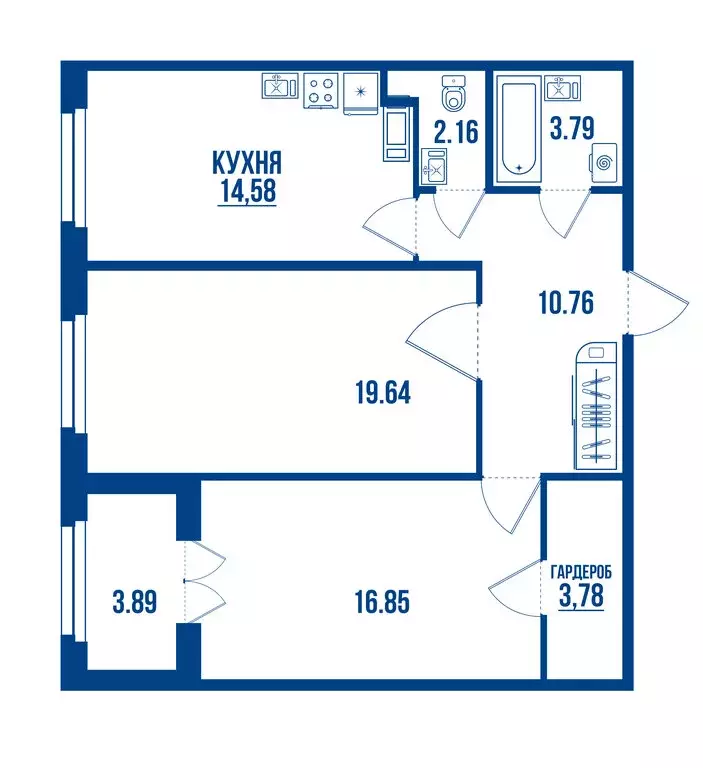 2-комнатная квартира: Санкт-Петербург, Петровский проспект, 24к2 (73 ... - Фото 2