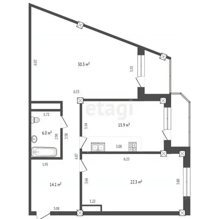 2-к кв. Тюменская область, Тюмень Харьковская ул., 59/4 (87.8 м) - Фото 1