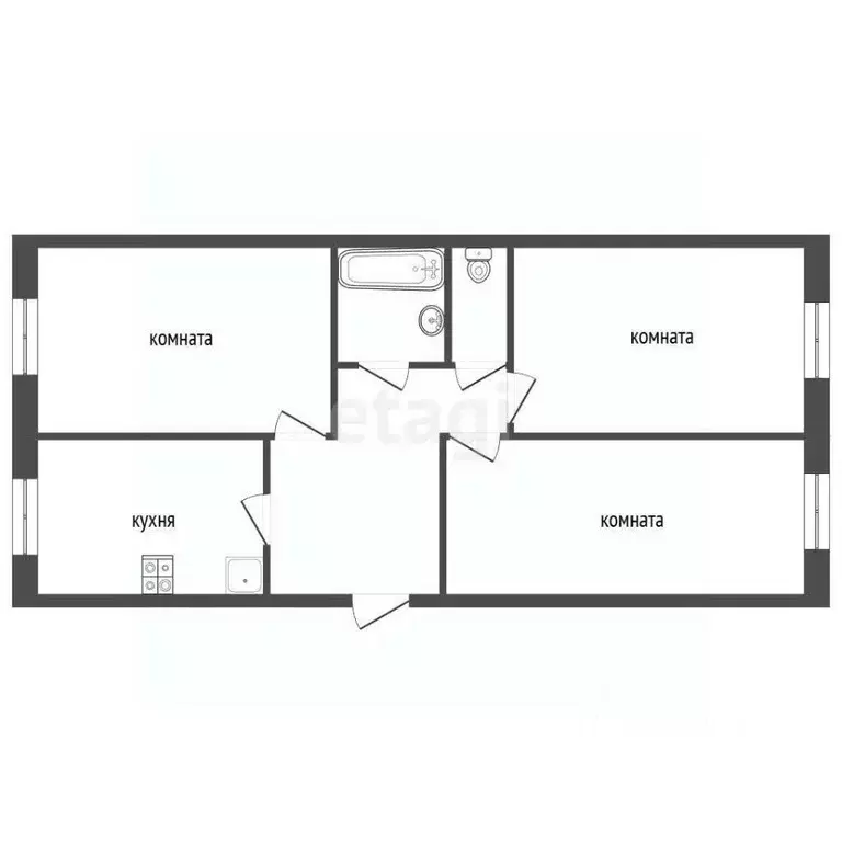 3-к кв. Свердловская область, Екатеринбург ул. Крестинского, 11 (63.9 ... - Фото 1