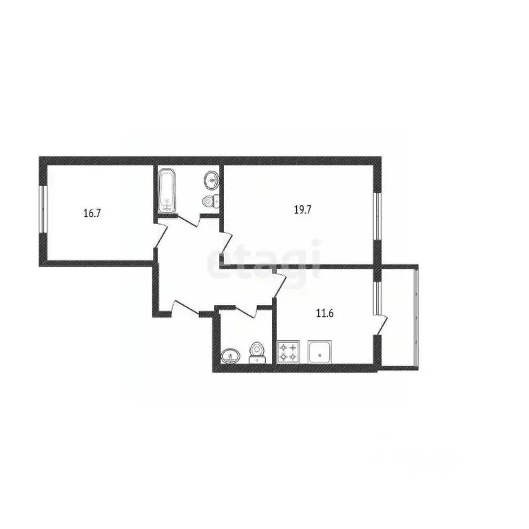 2-к кв. Белгородская область, Белгород Харьковская ул., 5 (67.3 м) - Фото 2