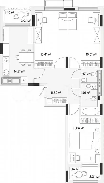 3-к. квартира, 80,5 м, 5/7 эт. - Фото 1