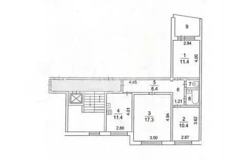 3-к. квартира, 63,6 м, 8/9 эт. - Фото 0