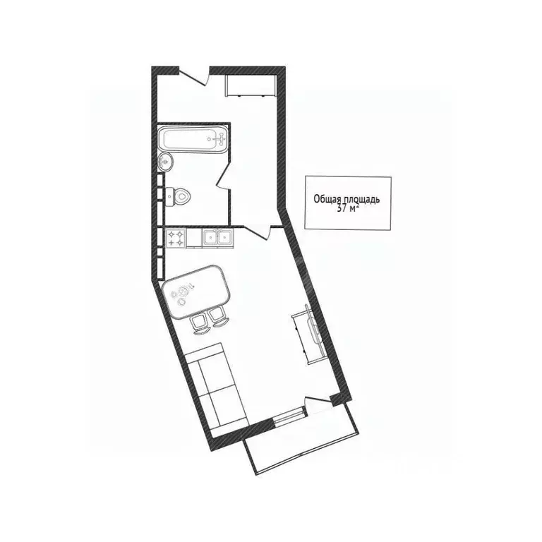 Студия Новосибирская область, Новосибирск Вилюйская ул., 15 (37.0 м) - Фото 2