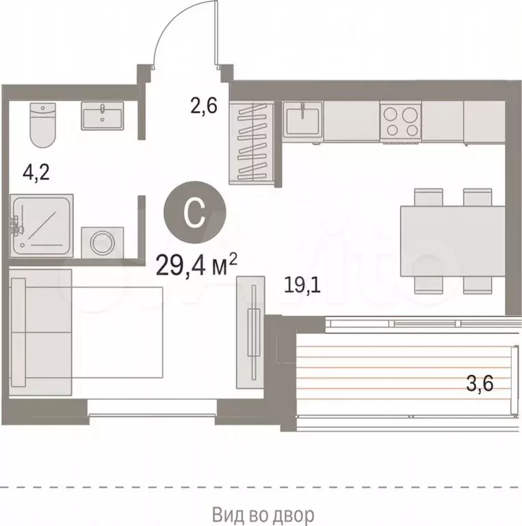 Квартира-студия, 29,4м, 9/24эт. - Фото 1