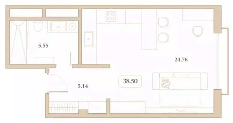 Студия Краснодарский край, Анапа ул. Толстого, 26 (38.5 м) - Фото 2