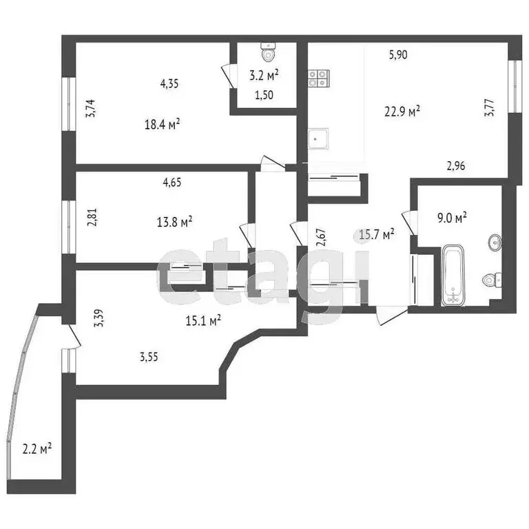 3-комнатная квартира: Омск, Октябрьская улица, 159 (110.6 м) - Фото 0