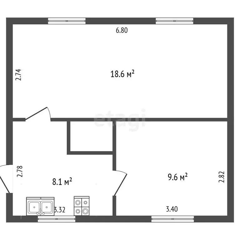 Квартира, 2 комнаты, 36.29 м - Фото 1