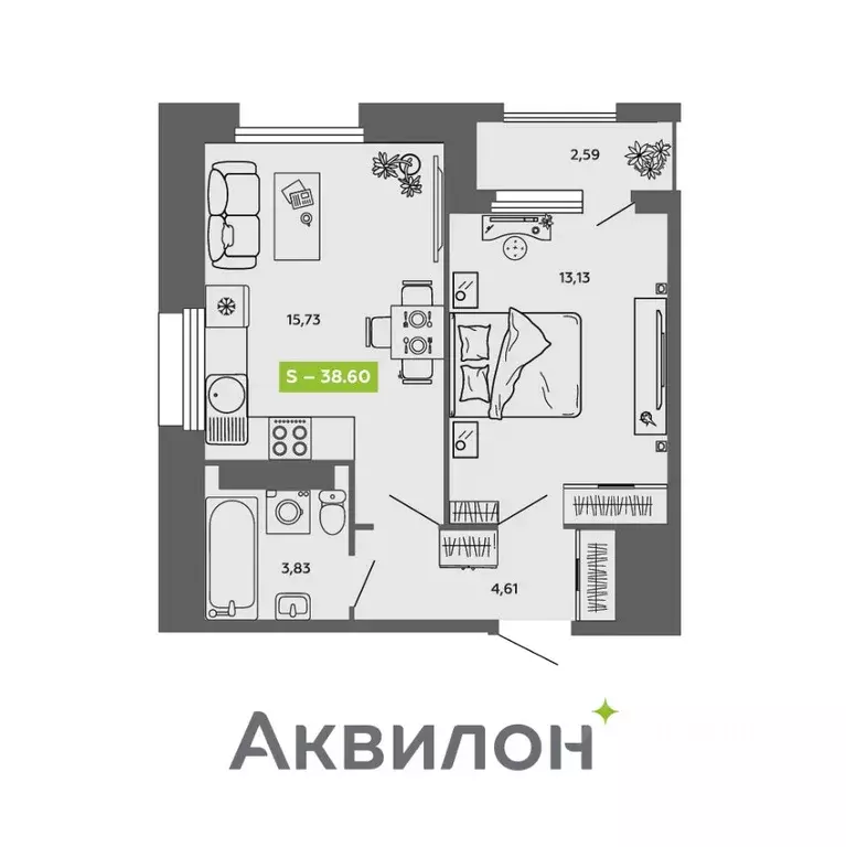 1-к кв. Архангельская область, Архангельск Ломоносовский округ,  (38.6 ... - Фото 1