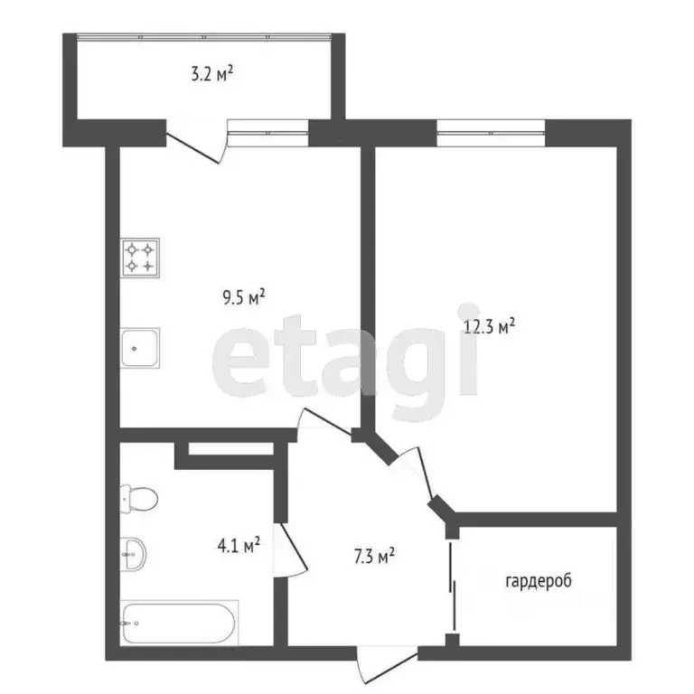 1-к кв. Тюменская область, Тобольск 15-й мкр, 42 (33.5 м) - Фото 2