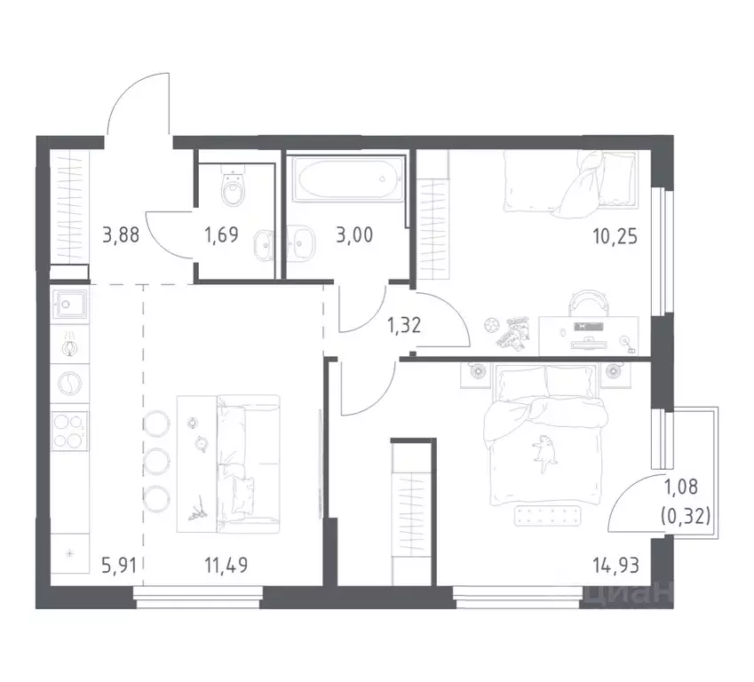 2-к кв. Ростовская область, Ростов-на-Дону Донские Легенды жилой ... - Фото 1