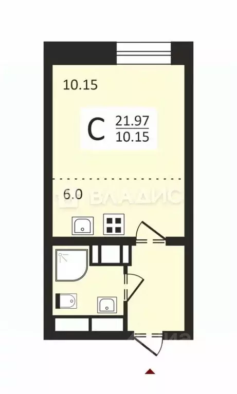 Студия Санкт-Петербург ул. Маршала Казакова, 21к3 (22.0 м) - Фото 1