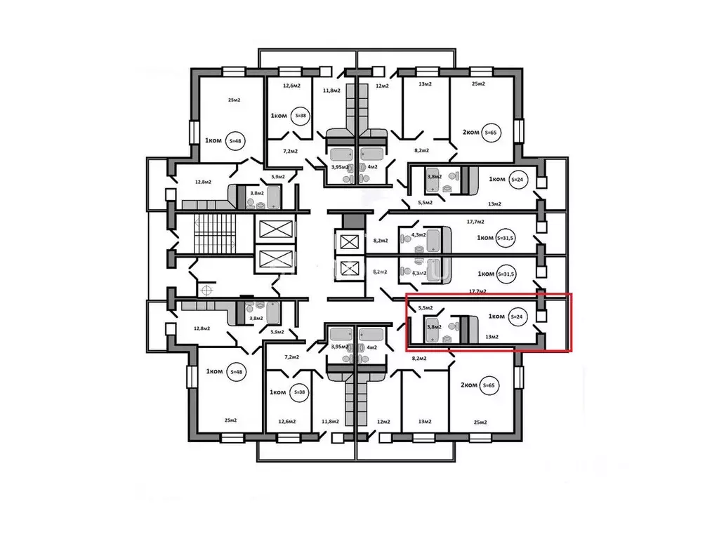 Студия Красноярский край, Красноярск Караульная ул., 39/4 (24.0 м) - Фото 0