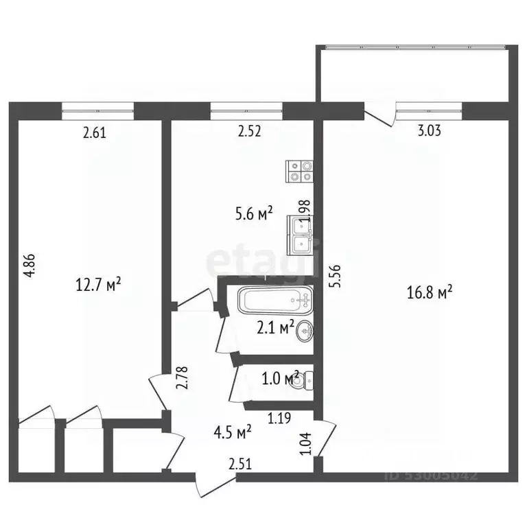 2-к кв. Забайкальский край, Чита ул. Кочеткова, 18 (44.5 м) - Фото 1