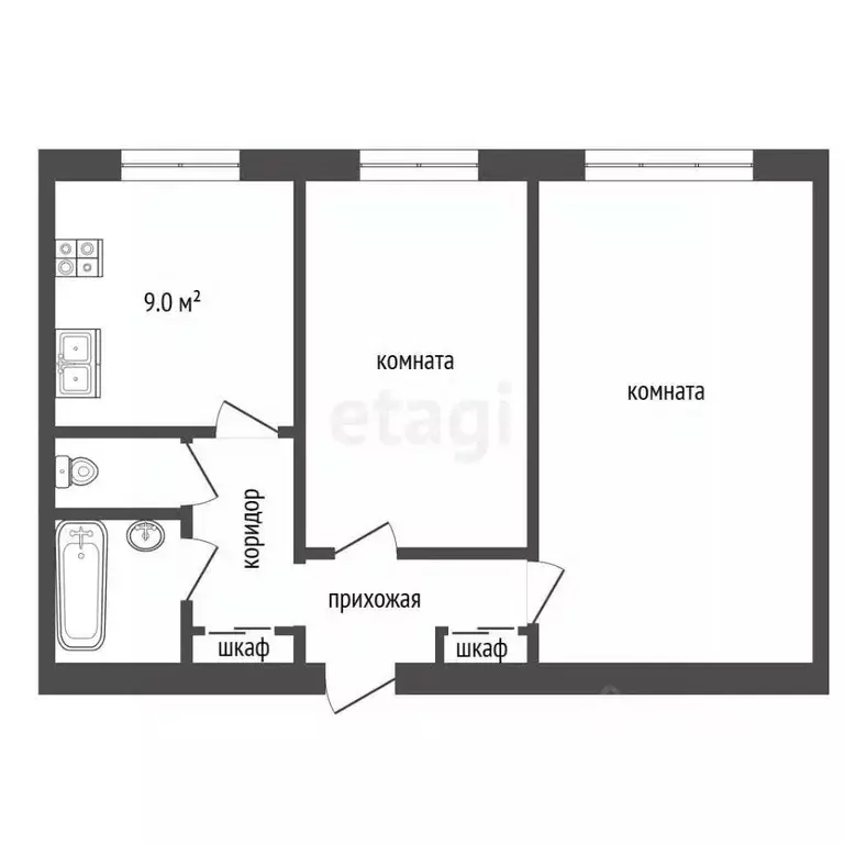 2-к кв. Пермский край, Чернушка ул. Мира, 19 (52.7 м) - Фото 1