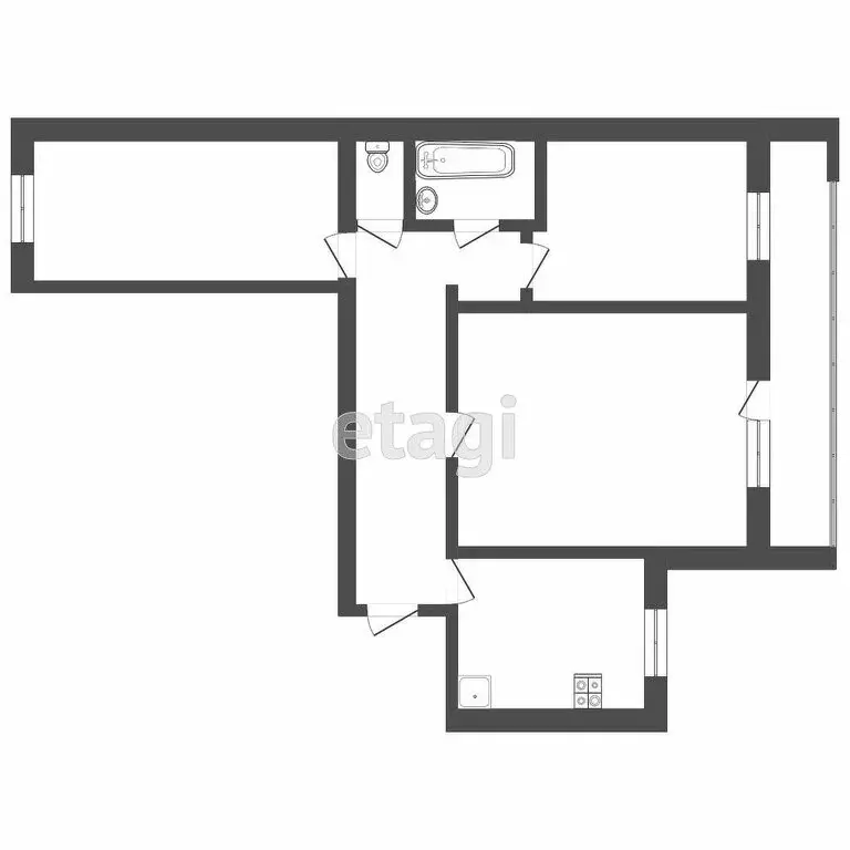3-комнатная квартира: Тюмень, улица Беляева, 21А (61 м) - Фото 1