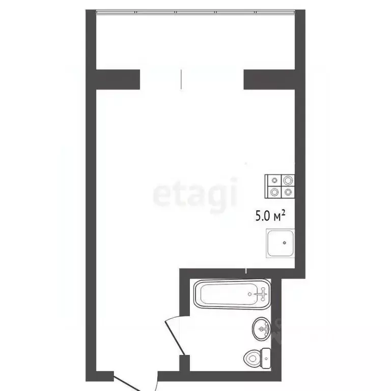 Студия Тюменская область, Тюмень Шаимский проезд, 14А (17.1 м) - Фото 1