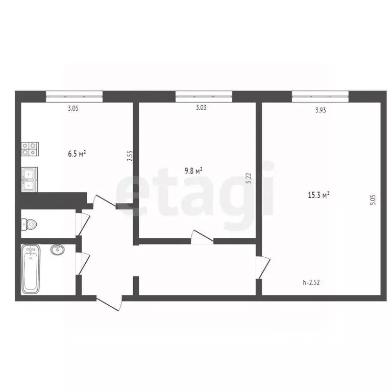 2-к кв. Ямало-Ненецкий АО, Ноябрьск просп. Мира, 80 (45.4 м) - Фото 2