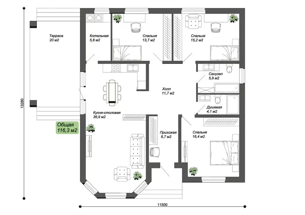 Дом в аул Козет, улица Меза, 23 (116 м) - Фото 1