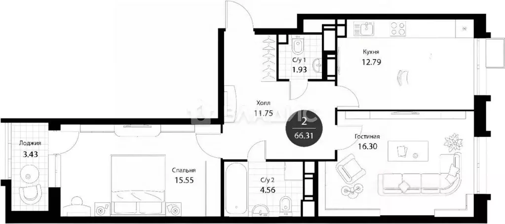 2-к кв. Москва Тайнинская ул., 9к1 (66.7 м) - Фото 1