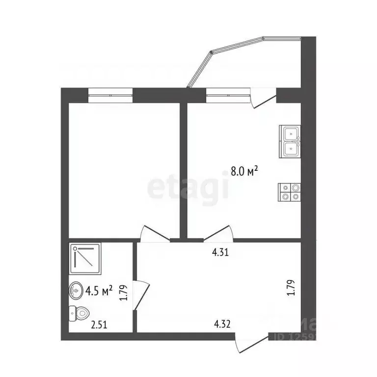 1-к кв. Тамбовская область, Тамбов ул. Агапкина, 23А (39.7 м) - Фото 0