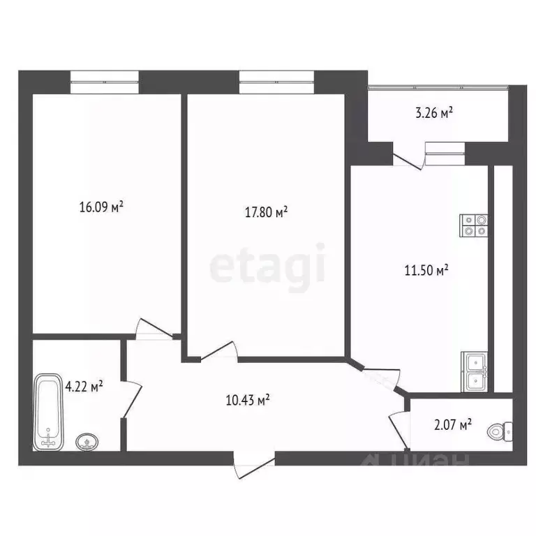 2-к кв. Марий Эл, Йошкар-Ола Медицинская ул., 11 (65.37 м) - Фото 1