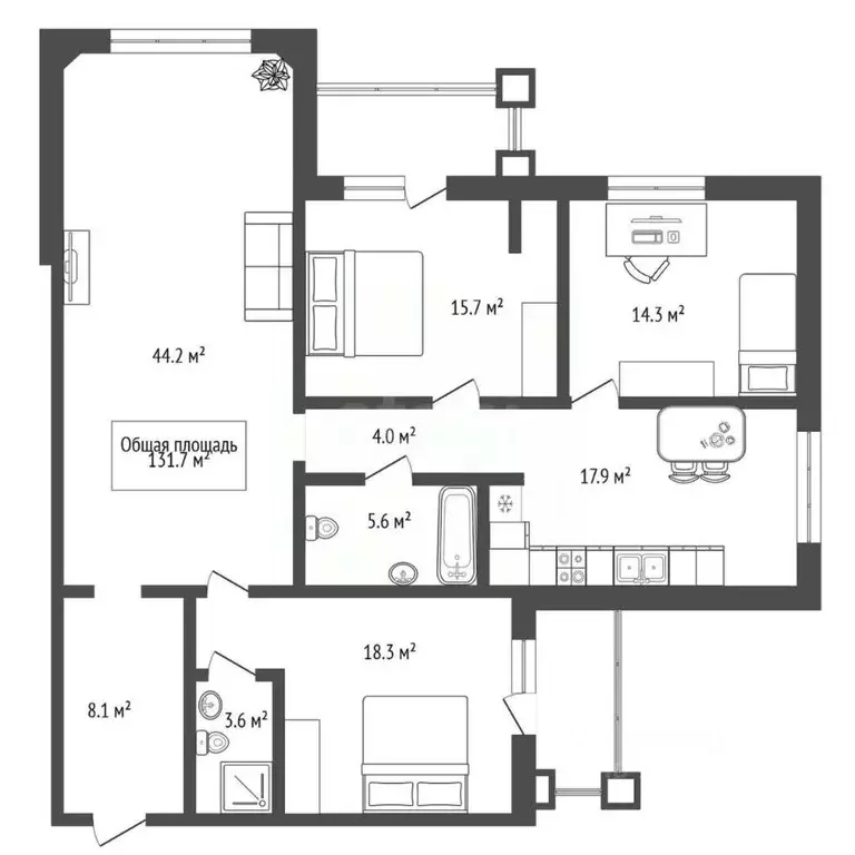 4-к кв. Новосибирская область, Новосибирск Обская ул., 50/1 (132.0 м) - Фото 1