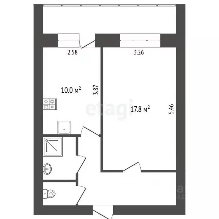 1-к кв. Белгородская область, Белгород ул. 3-го Интернационала (39.8 ... - Фото 2