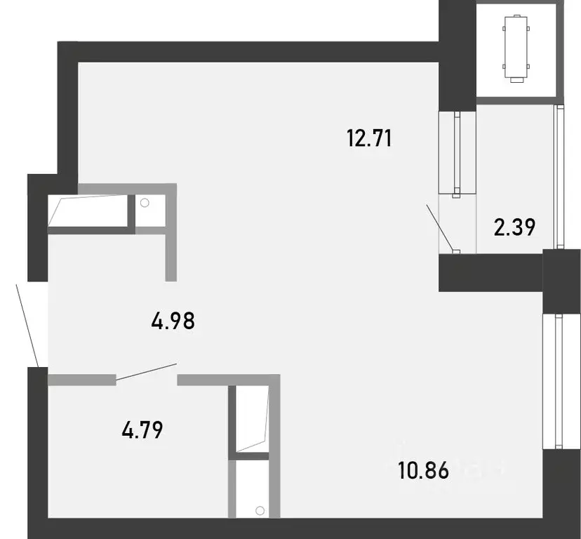 Студия Тульская область, Тула Премьер Парк жилой комплекс (35.73 м) - Фото 2
