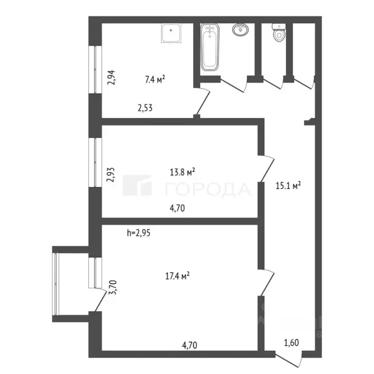 2-к кв. Кемеровская область, Новокузнецк ул. Орджоникидзе, 34 (59.5 м) - Фото 2