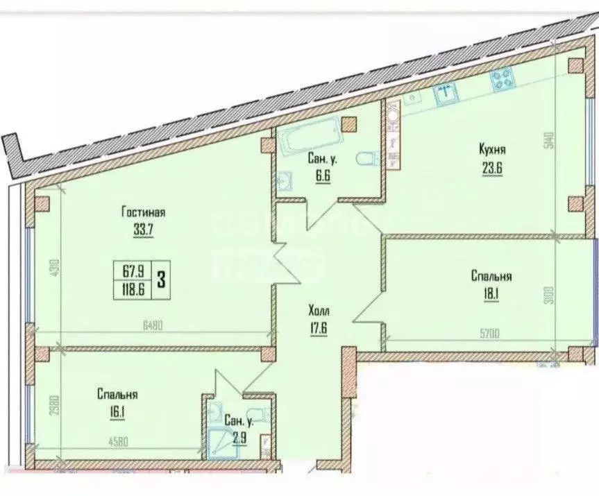 3-к кв. кабардино-балкария, нальчик ул. тлостанова, 32 (118.7 м) - Фото 1