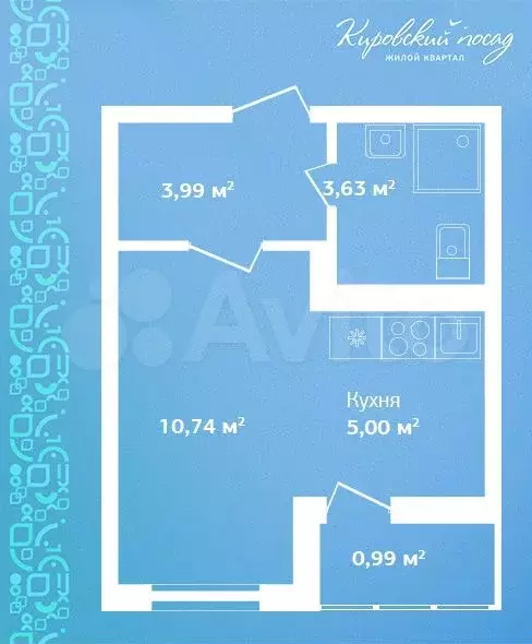 Квартира-студия, 24,4м, 2/9эт. - Фото 0