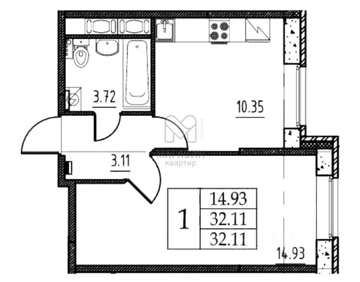1-к кв. Санкт-Петербург, Санкт-Петербург, Колпино ул. Севастьянова, ... - Фото 1