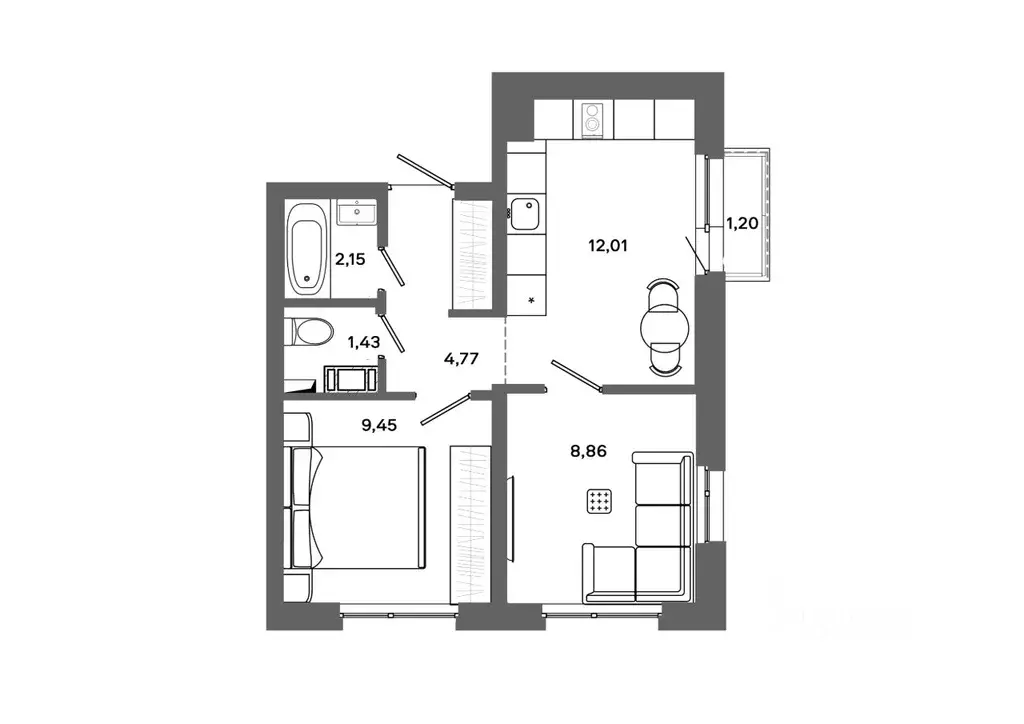 2-к кв. Ханты-Мансийский АО, Сургут ул. Ивана Захарова, 16 (39.03 м) - Фото 1