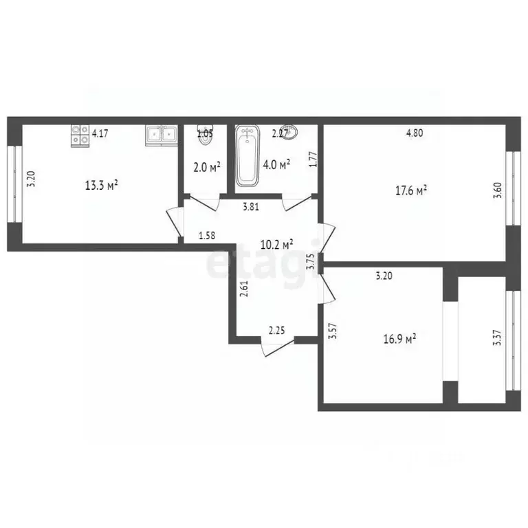 2-к кв. Ростовская область, Таганрог пер. 7-й Новый, 100-5 (64.1 м) - Фото 1