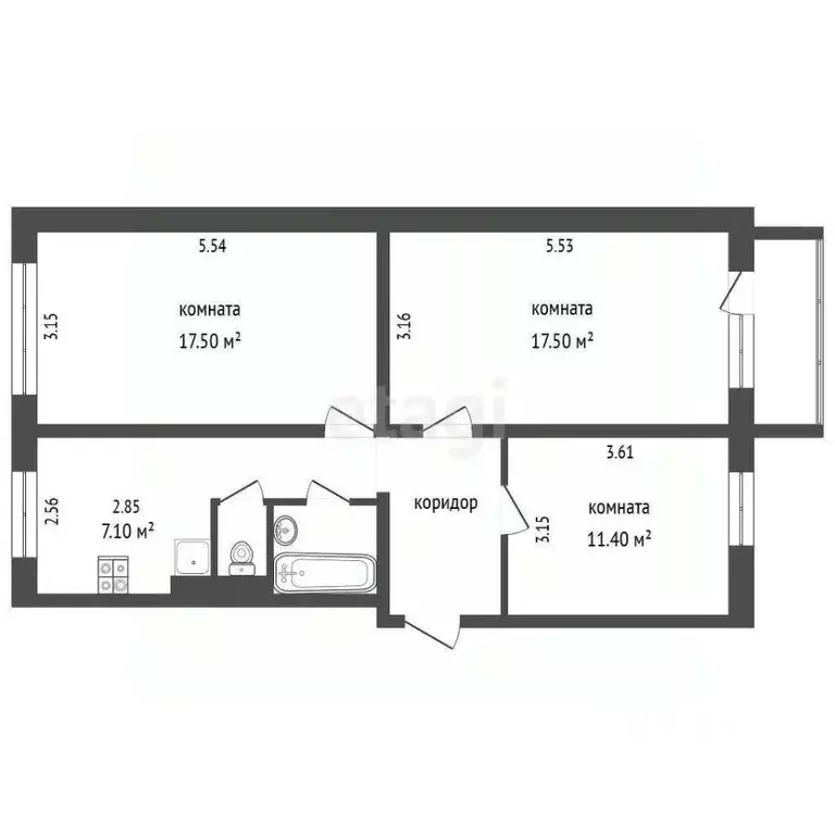 3-к кв. Ямало-Ненецкий АО, Ноябрьск ул. Ленина, 58 (65.3 м) - Фото 1