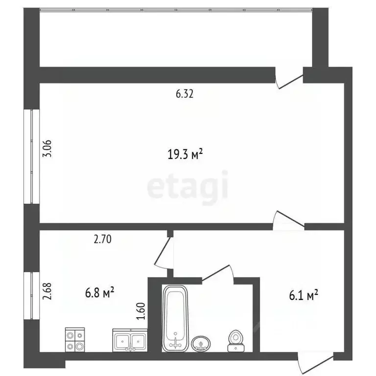1-к кв. Татарстан, Набережные Челны ул. Раскольникова, 59 (35.6 м) - Фото 2