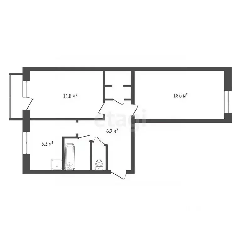 2-к кв. Красноярский край, Красноярск ул. Калинина, 80в (48.4 м) - Фото 2