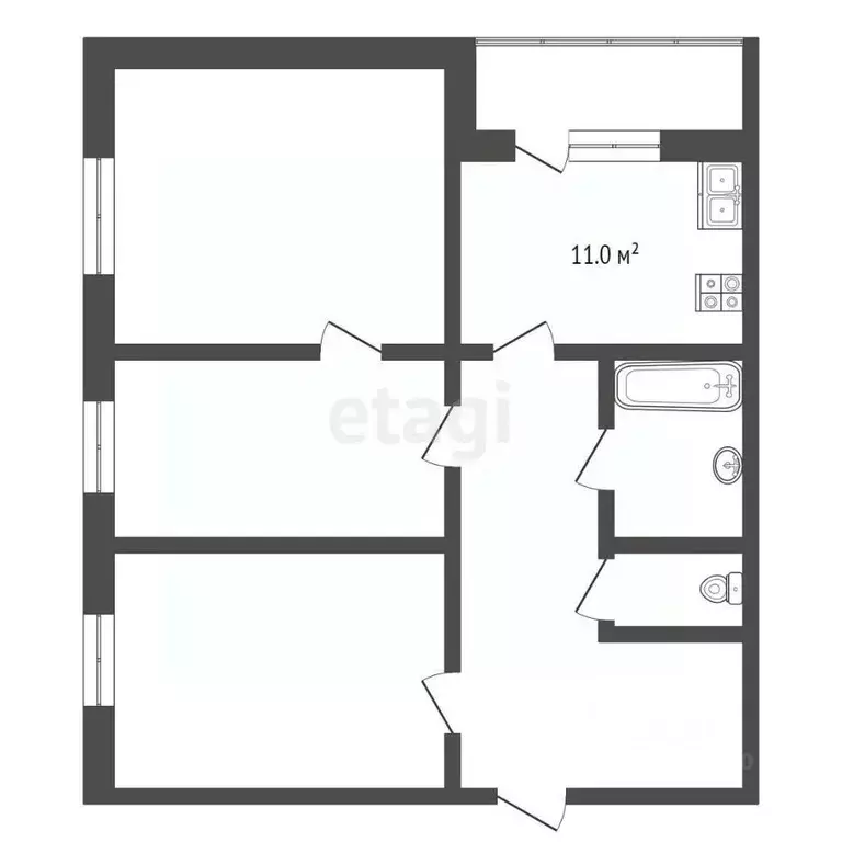 3-к кв. Пензенская область, Пенза ул. 65-летия Победы, 5 (73.0 м) - Фото 1